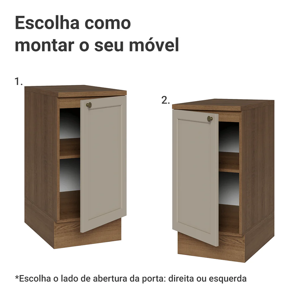 Balcão de Cozinha 40 cm 1 Porta Rustic/Crema Vik Madesa - Image 5