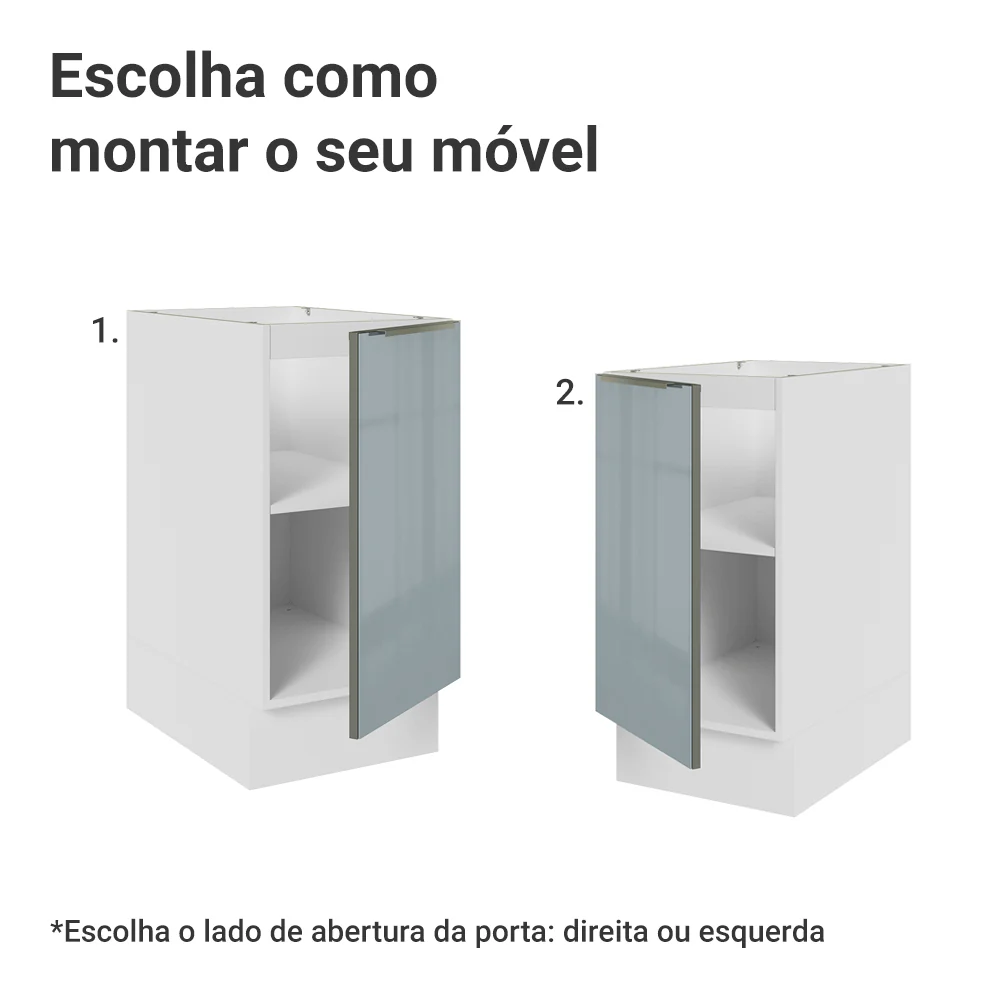 Balcão de Cozinha 40 cm 1 Porta (Sem Tampo) Branco/Cinza Lux Madesa - Image 4
