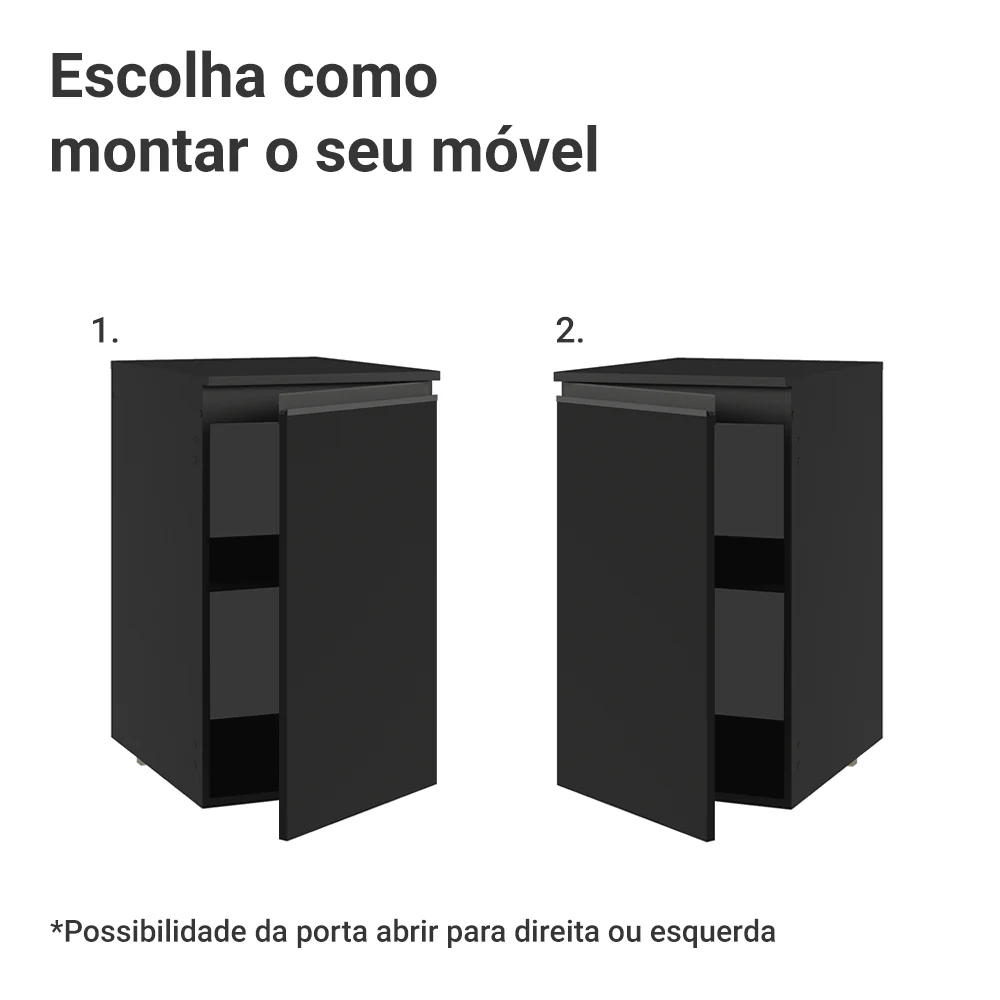 Balcão de Cozinha 40 cm 1 Porta Suspenso Preto Nice Madesa - Image 4