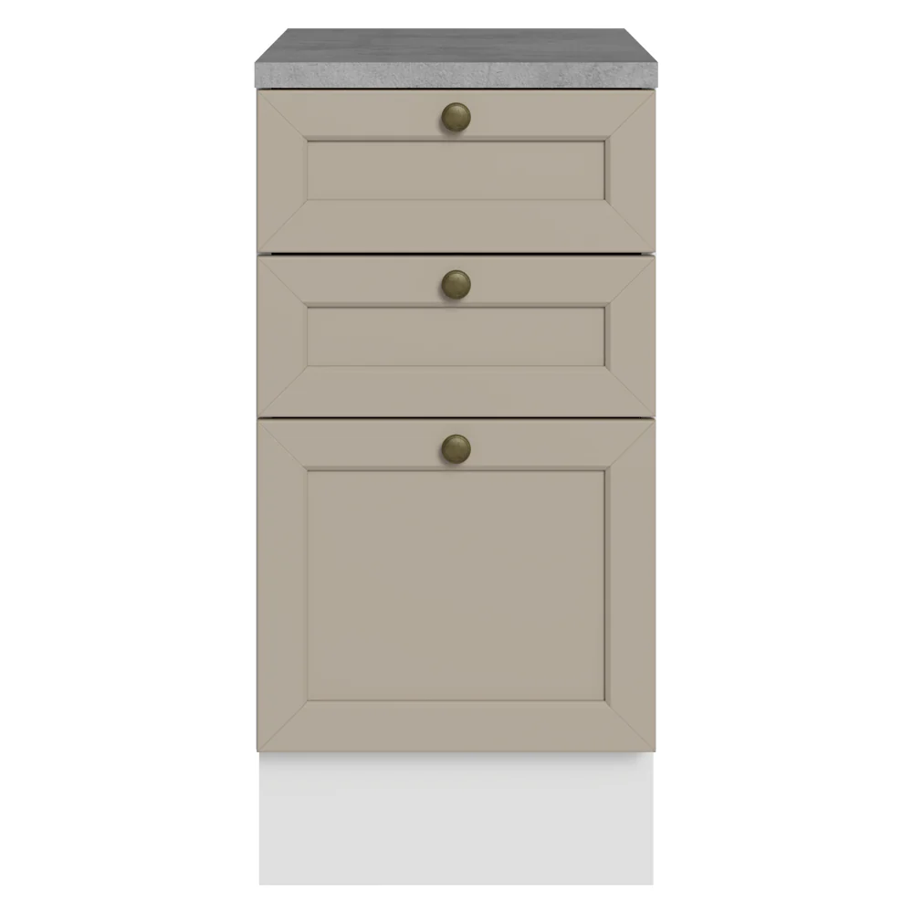 Balcão de Cozinha 40 cm 3 Gavetas Branco/Crema Vik Madesa - Image 11