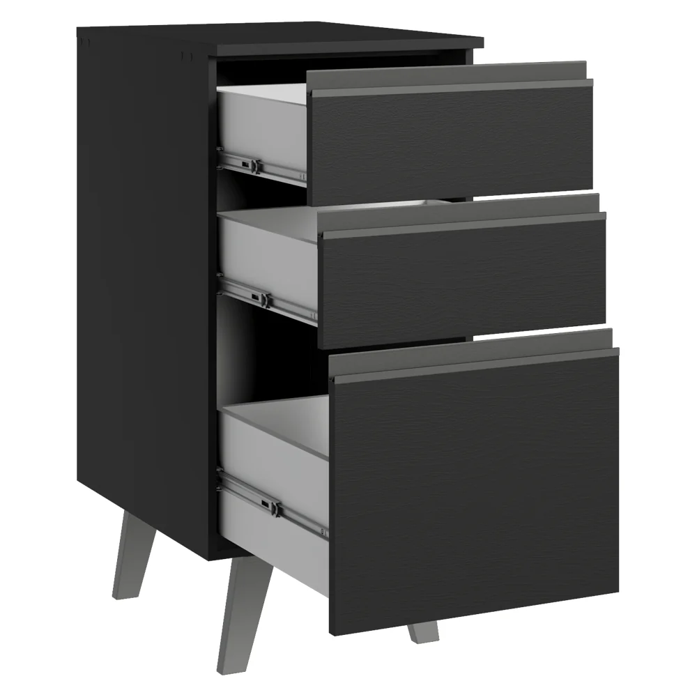Balcão de Cozinha 40 cm 3 Gavetas Com Pés Preto Nice Madesa - Image 12