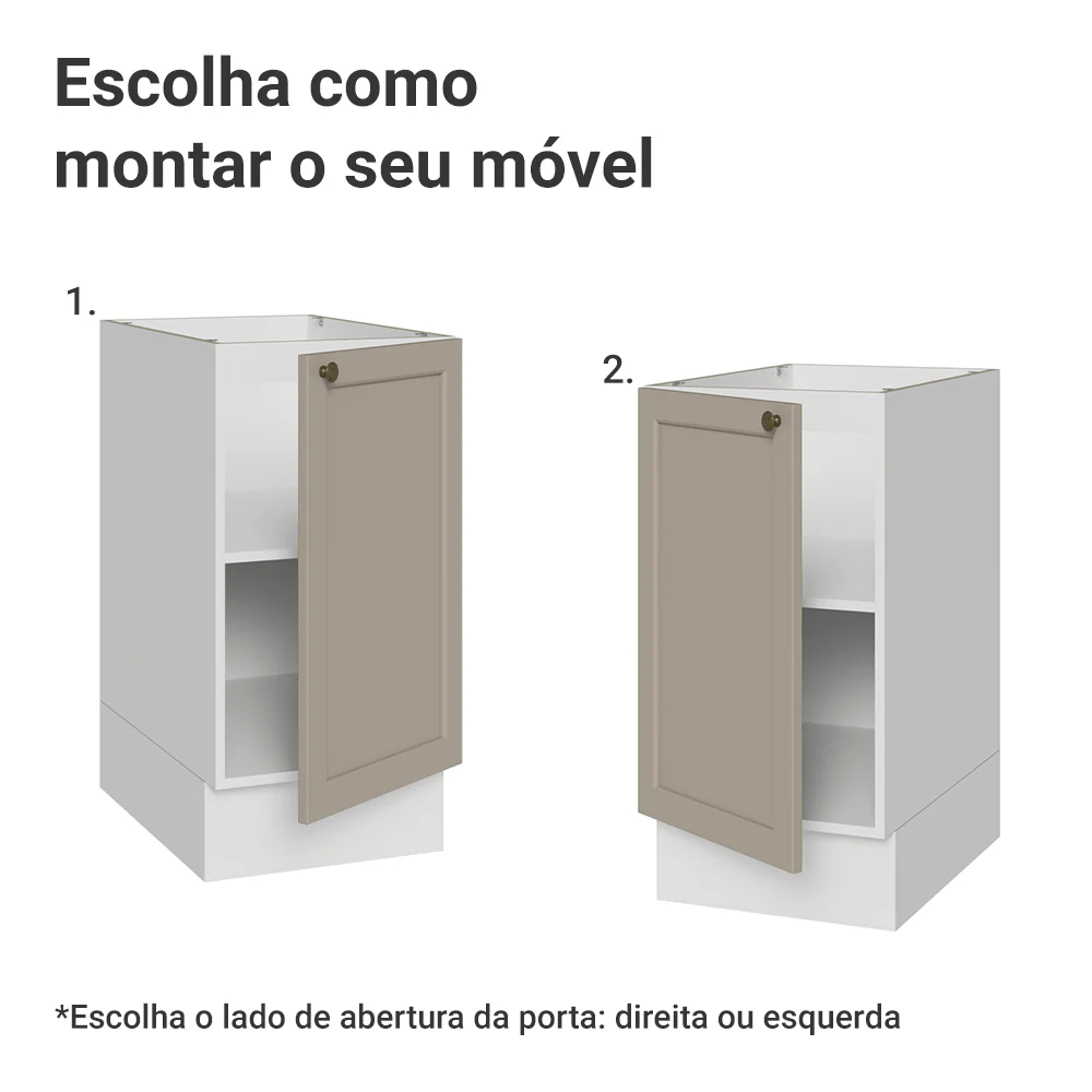 Balcão de Cozinha 40 x 60 cm 1 Porta (Sem Tampo) Branco/Crema Vik Madesa - Image 4
