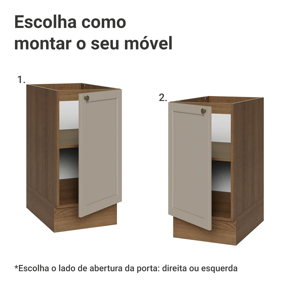 Balcão de Cozinha 40 x 60 cm 1 Porta (Sem Tampo) Rustic/Crema Vik Madesa - Image 4