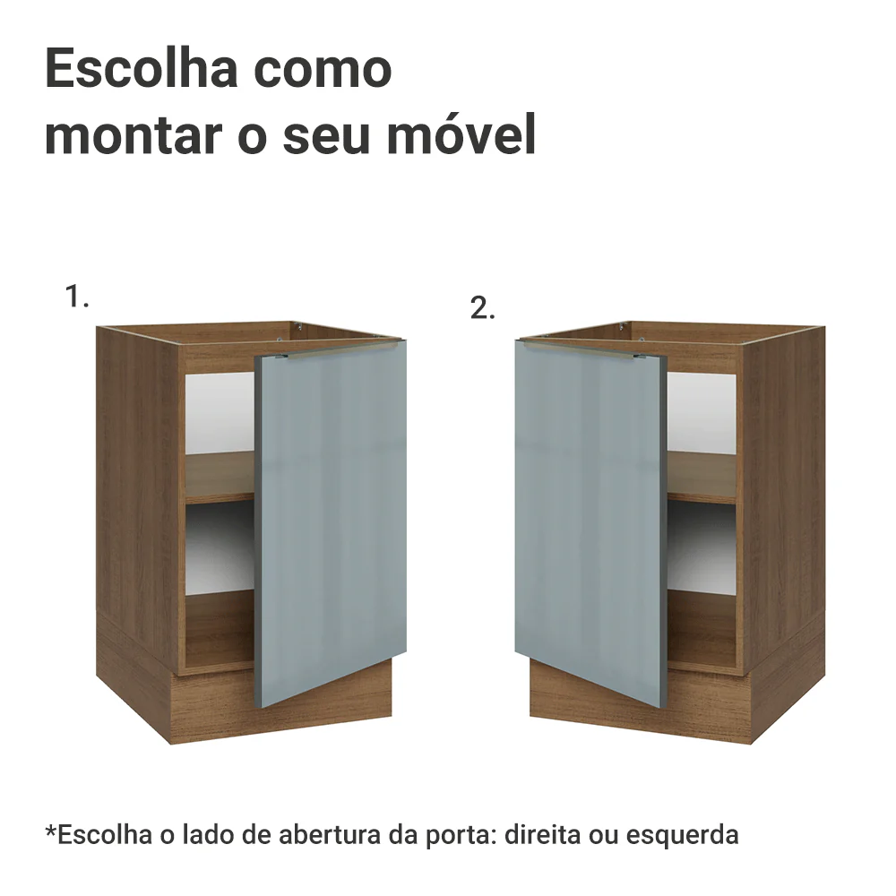 Balcão de Cozinha 50 cm 1 Porta (Sem Tampo) Rustic/Cinza Lux Madesa - Image 4