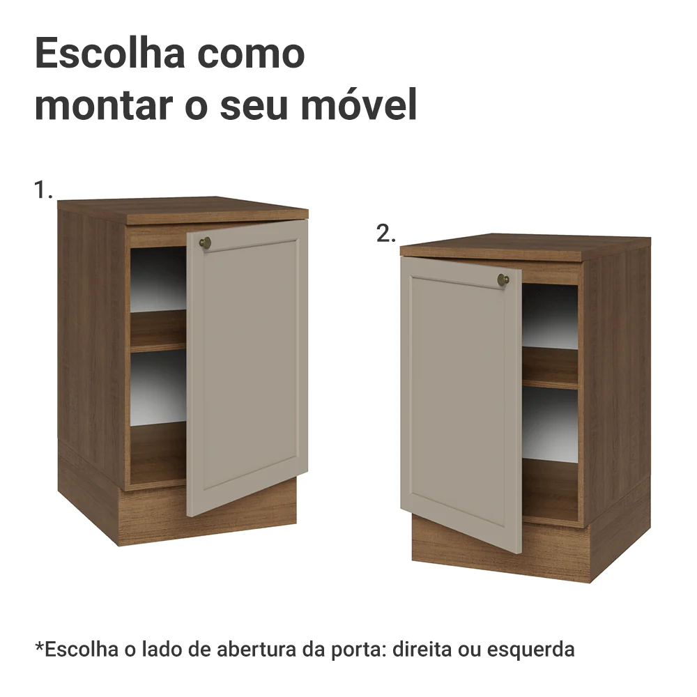 Balcão de Cozinha 50cm 1 Porta (Com Tampo) Rustic/Crema Vik Madesa - Image 4