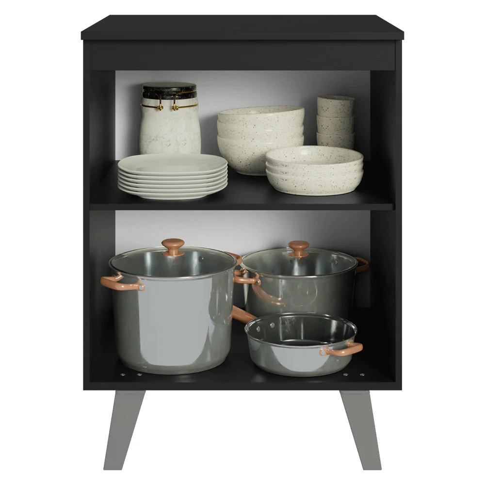 Balcão de Cozinha 60 cm 1 Porta Com Pés Preto Nice Madesa - Image 11