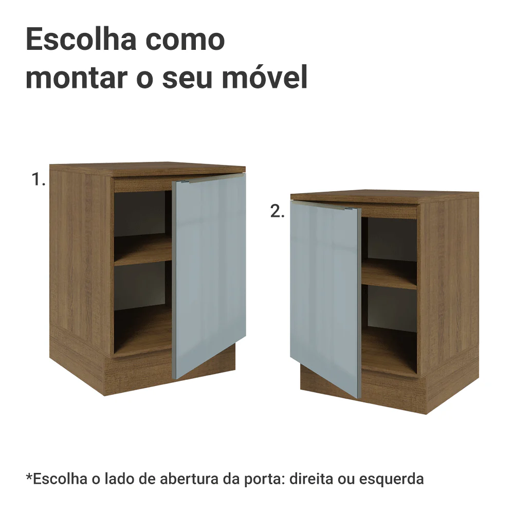 Balcão de Cozinha 60 cm 1 Porta Rustic/Cinza Lux Madesa - Image 4