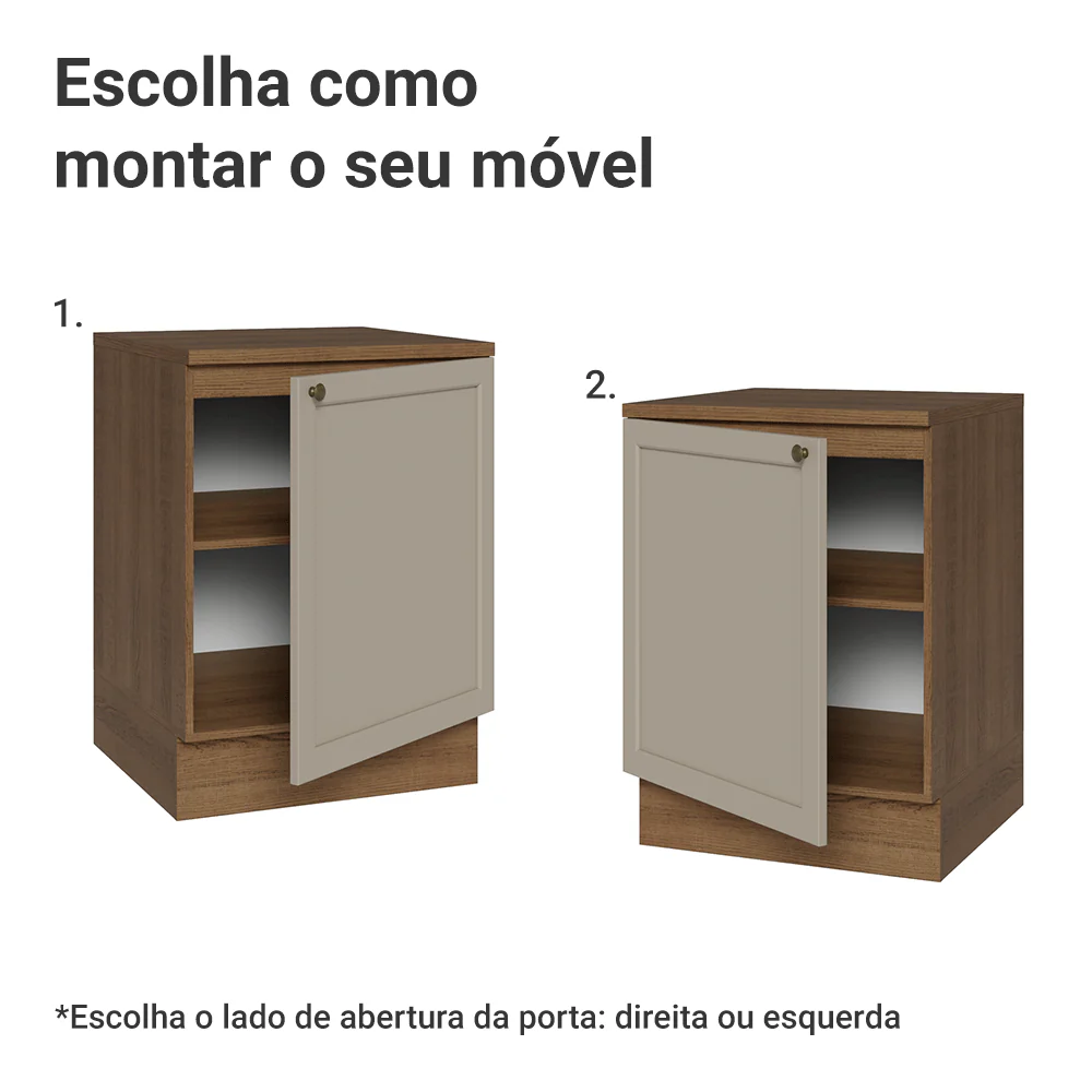Balcão de Cozinha 60 cm 1 Porta Rustic/Crema Vik Madesa - Image 4