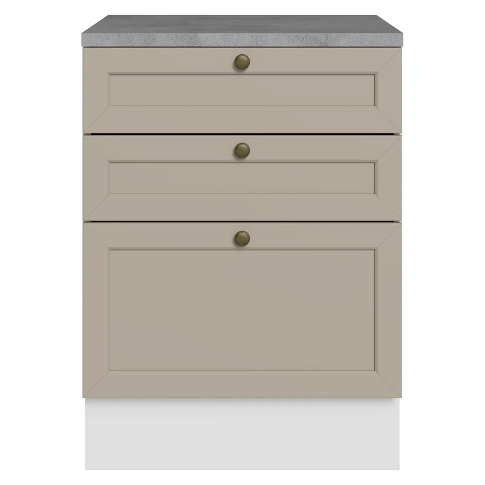 Balcão de Cozinha 60 cm 3 Gavetas Branco/Crema Vik Madesa - Image 11