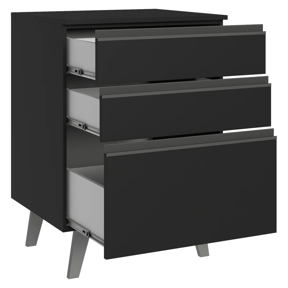 Balcão de Cozinha 60 cm 3 Gavetas Com Pés Preto Nice Madesa - Image 12