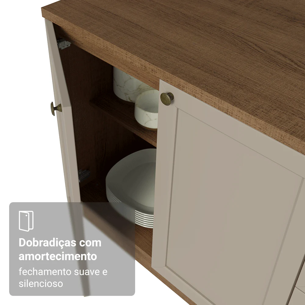 Balcão de Cozinha 60 x 60 cm 1 Porta (Com Tampo) Rustic/Crema Vik Madesa - Image 8
