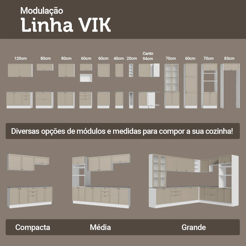 Balcão de Cozinha 70 cm 2 Portas Branco/Crema Vik Madesa - Image 10
