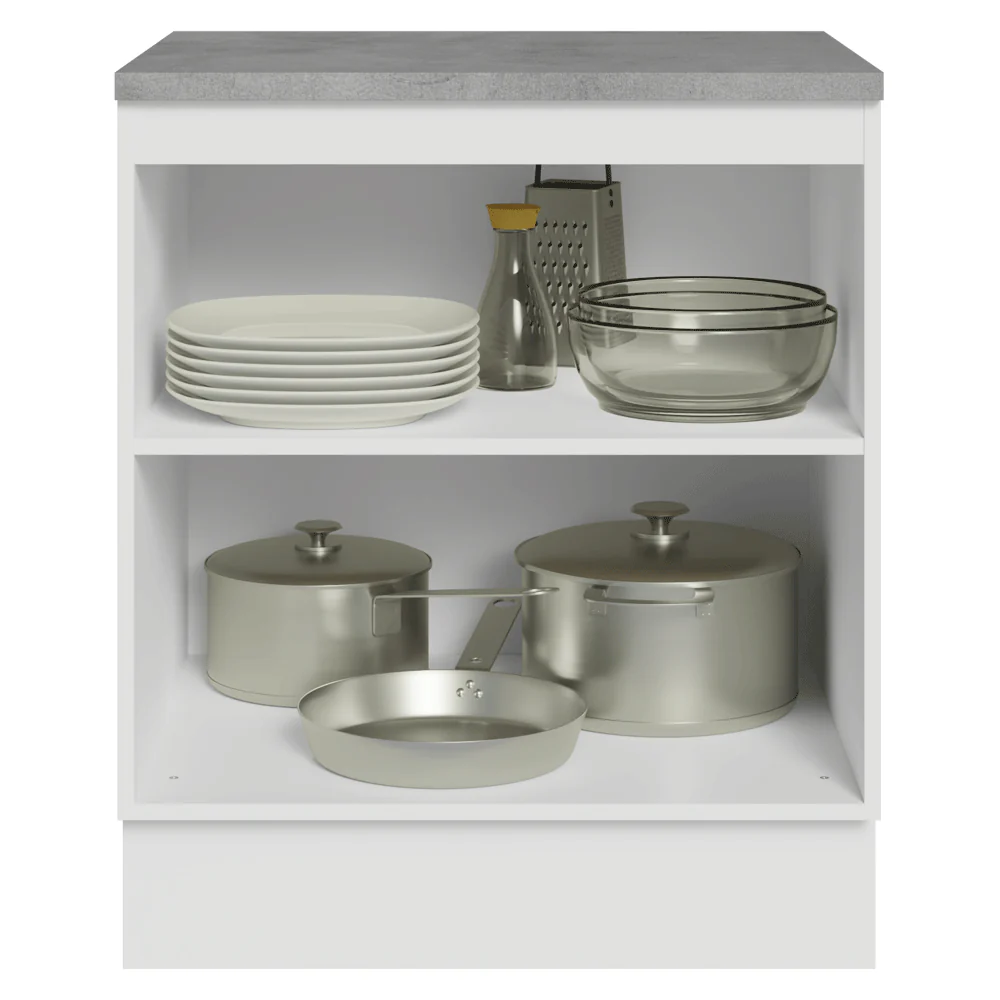 Balcão de Cozinha 70 x 60 cm 2 Portas (Com Tampo) Branco/Crema Vik Madesa - Image 4