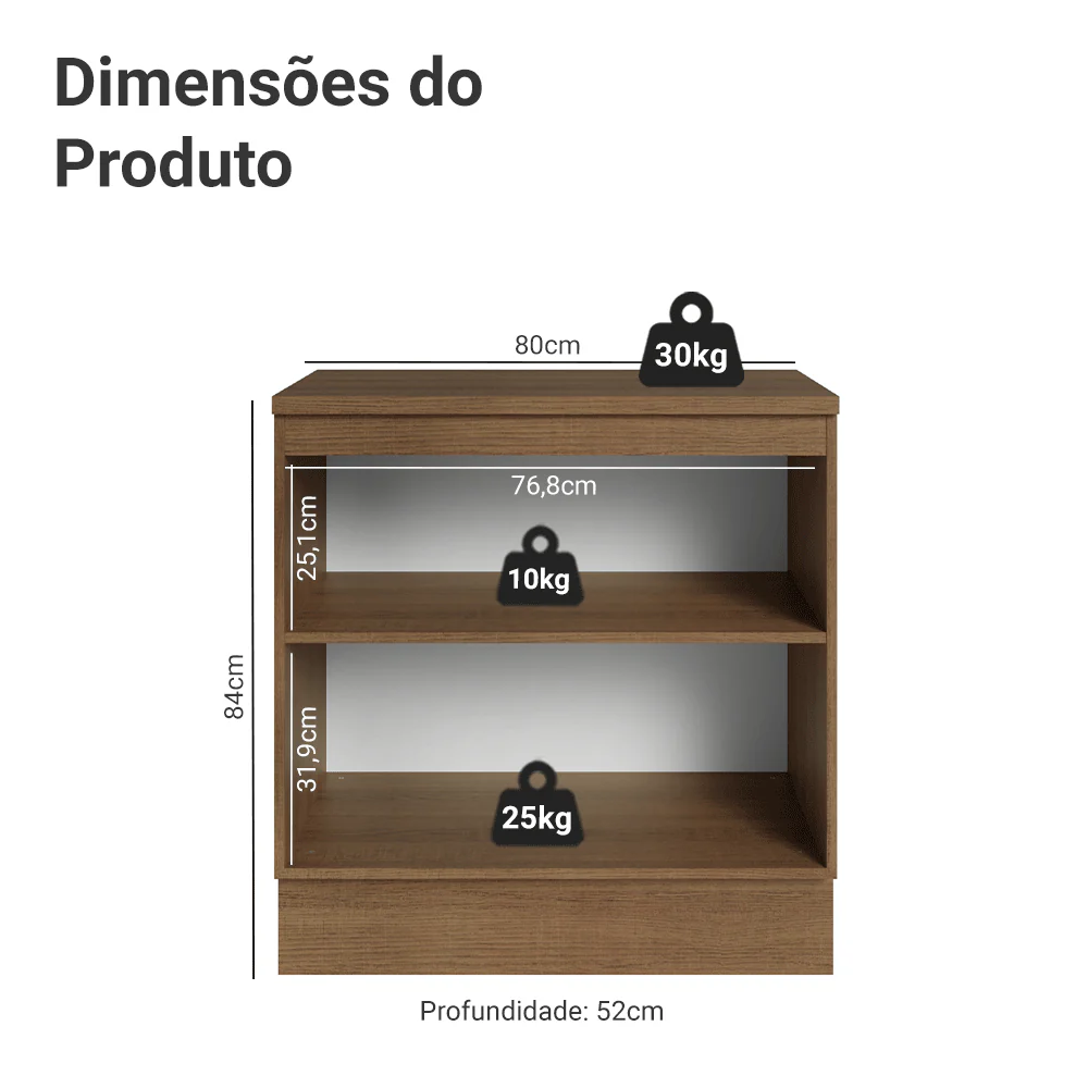 Balcão de Cozinha 80 cm 2 Portas Rustic/Crema Vik Madesa - Image 2
