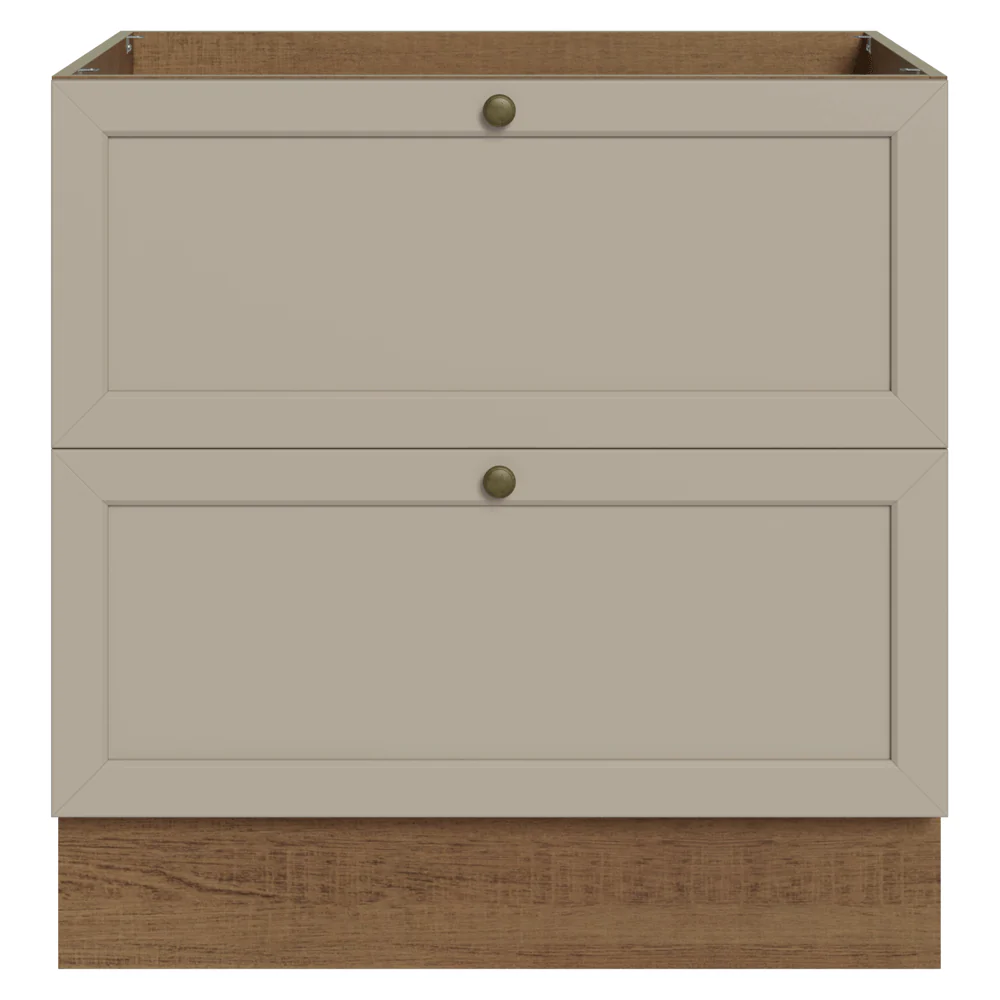 Balcão de Cozinha 80 x 60 cm 2 Gavetas (Sem Tampo) Rustic/Crema Vik Madesa - Image 10