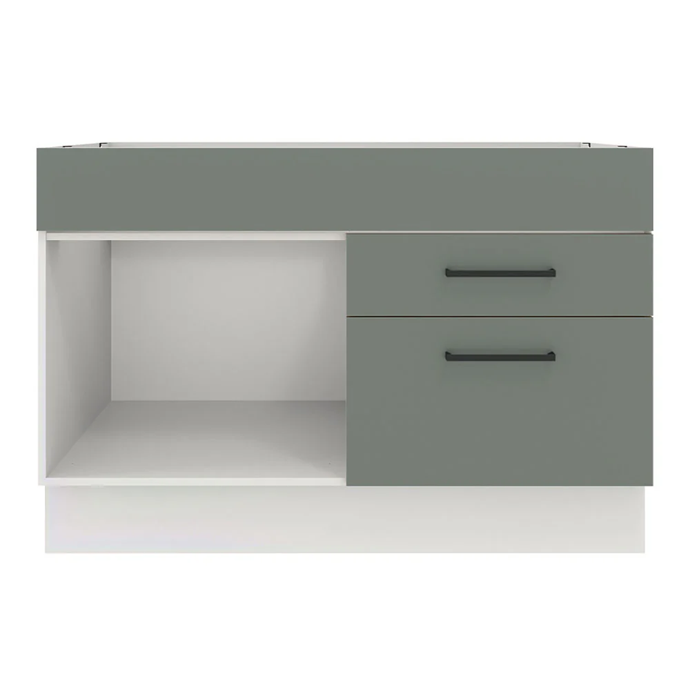 Balcão Gabinete de Pia Madesa Agata 1 Porta e 2 Gavetas (Sem Tampo e Pia) Branco/Cinza - Image 10