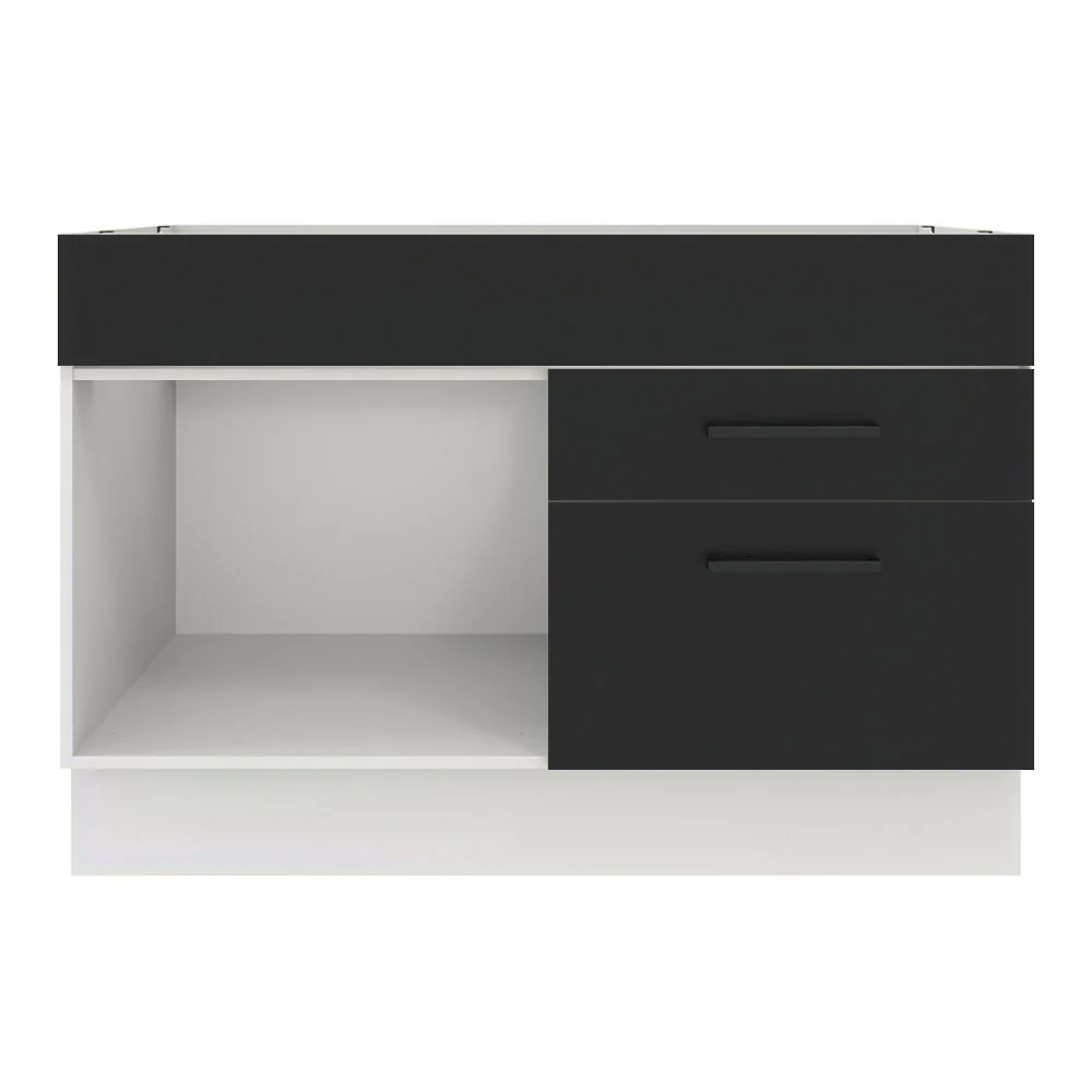 Balcão Gabinete de Pia Madesa Agata 1 Porta e 2 Gavetas (Sem Tampo e Pia) Branco/Preto - Image 10