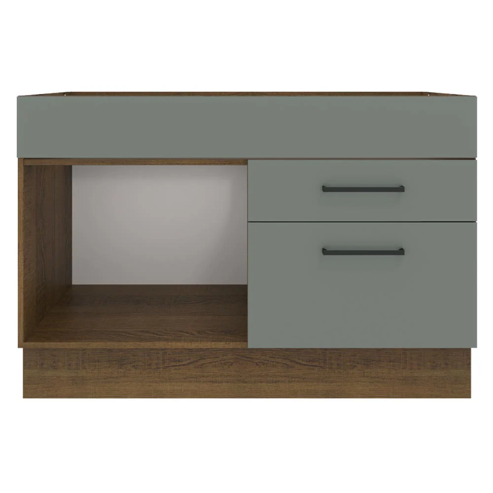 Balcão Gabinete de Pia Madesa Agata 1 Porta e 2 Gavetas (Sem Tampo e Pia) Rustic/Cinza - Image 10