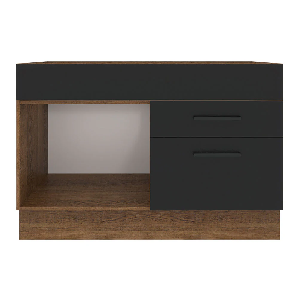 Balcão Gabinete de Pia Madesa Agata 1 Porta e 2 Gavetas (Sem Tampo e Pia) Rustic/Preto - Image 10