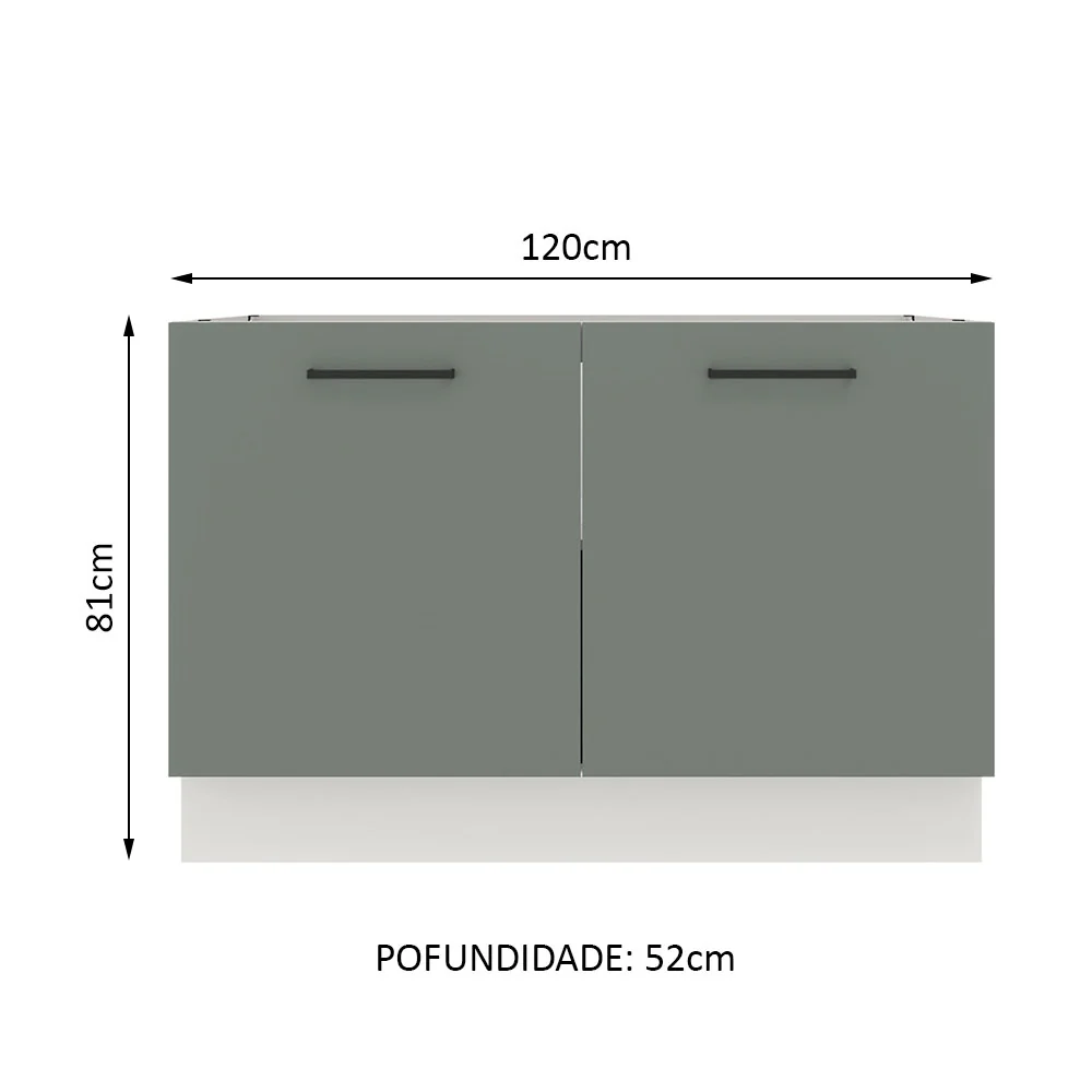 Balcão Gabinete de Pia Madesa Agata 2 Portas (Sem Tampo e Pia) Branco/Cinza - Image 2