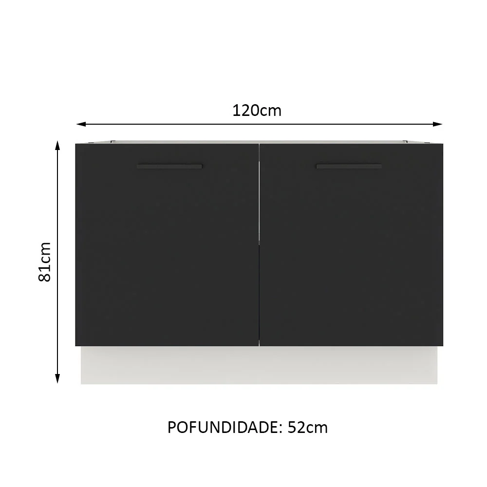 Balcão Gabinete de Pia Madesa Agata 2 Portas (Sem Tampo e Pia) Branco/Preto - Image 2