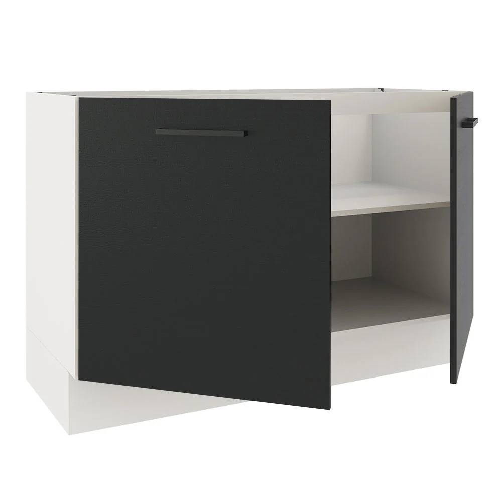 Balcão Gabinete de Pia Madesa Agata 2 Portas (Sem Tampo e Pia) Branco/Preto - Image 4