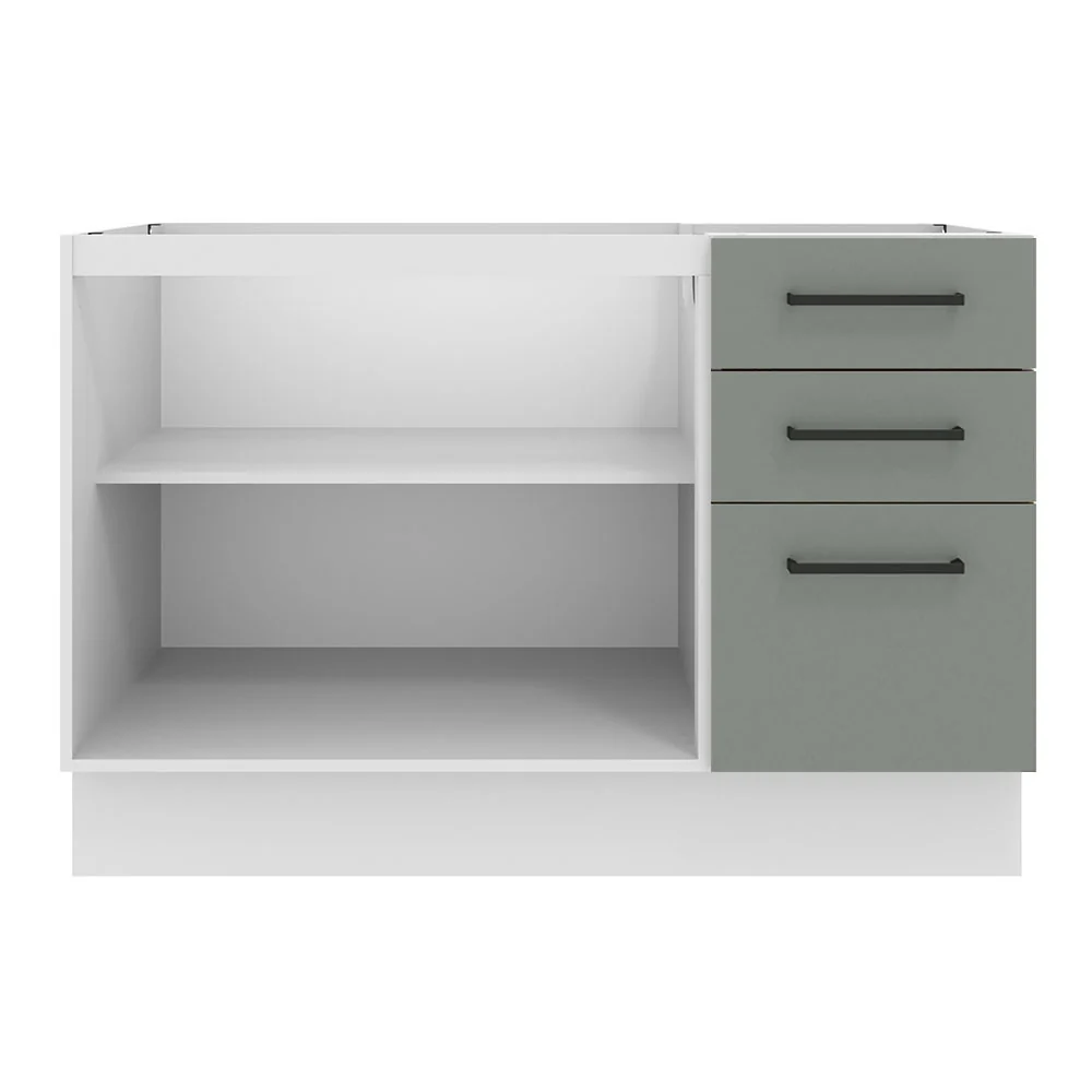 Balcão Gabinete de Pia Madesa Agata 2 Portas e 3 Gavetas (Sem Tampo e Pia) Branco/Cinza - Image 10