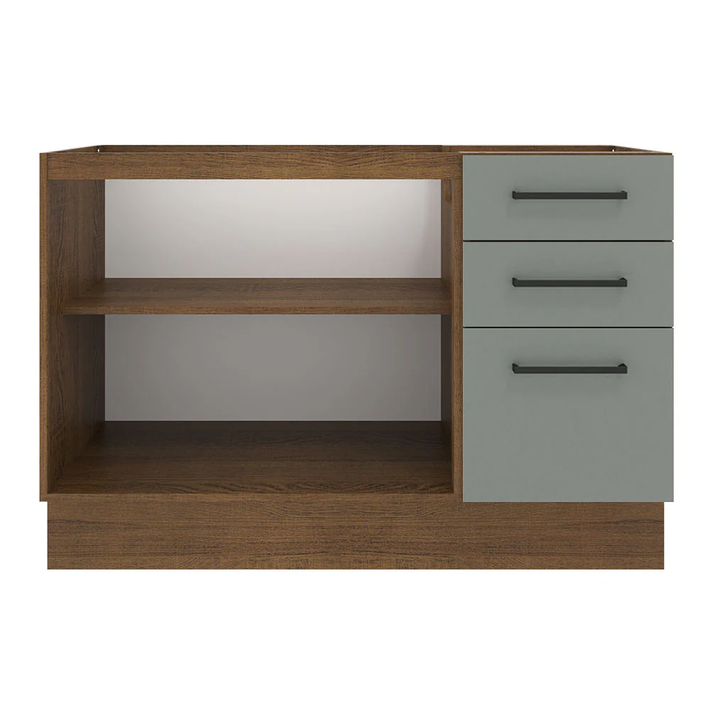 Balcão Gabinete de Pia Madesa Agata 2 Portas e 3 Gavetas (Sem Tampo e Pia) Rustic/Cinza - Image 10