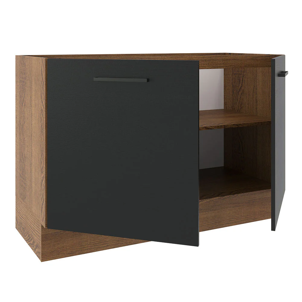 Balcão Gabinete de Pia Madesa Agata 2 Portas (Sem Tampo e Pia) Rustic/Preto - Image 4