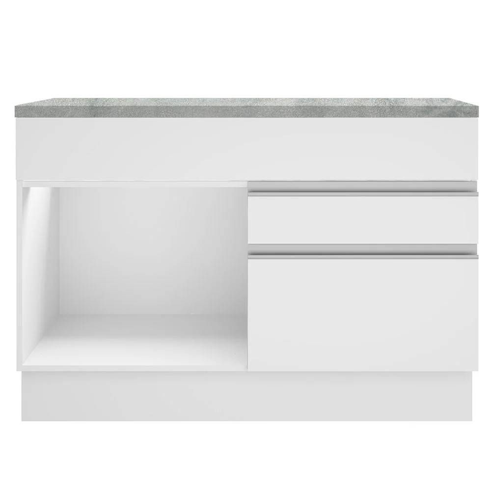 Balcão Madesa Glamy 120 cm 1 Porta e 2 Gavetas (Com Tampo) Branco - Image 11