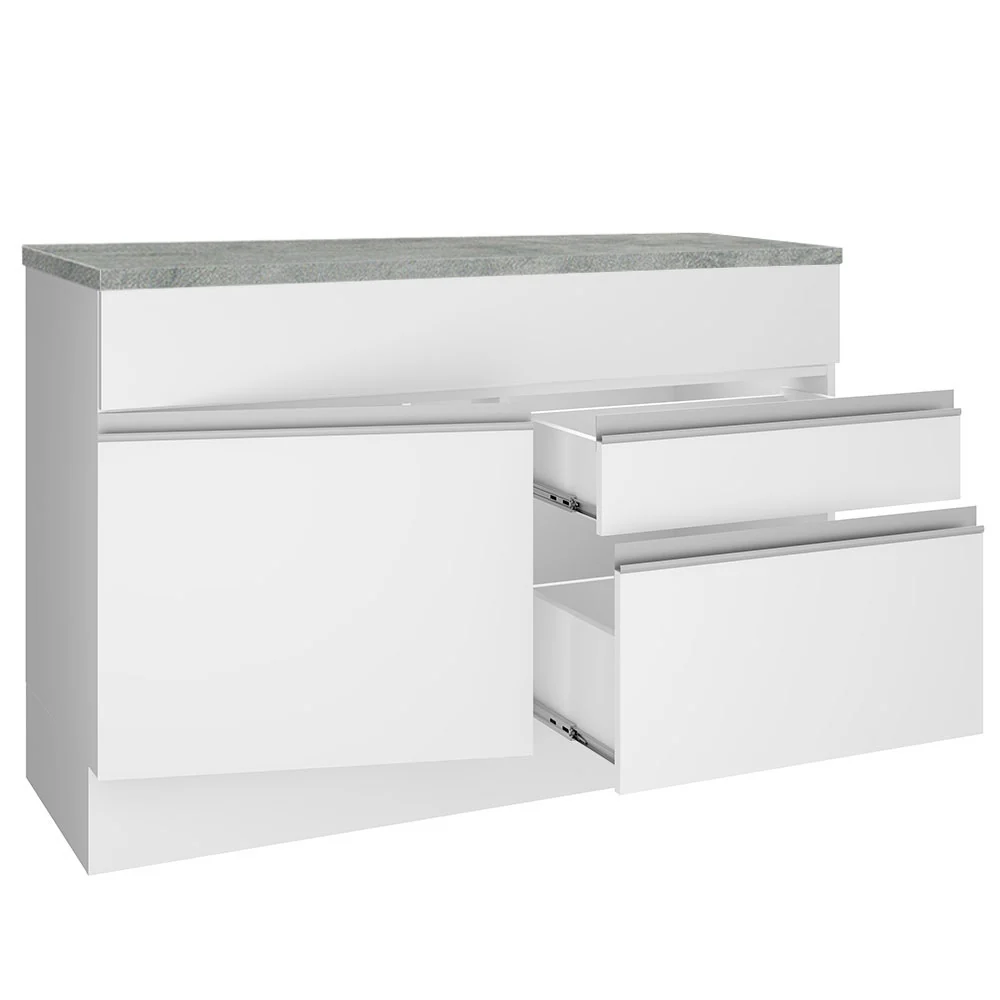 Balcão Madesa Glamy 120 cm 1 Porta e 2 Gavetas (Com Tampo) Branco - Image 5