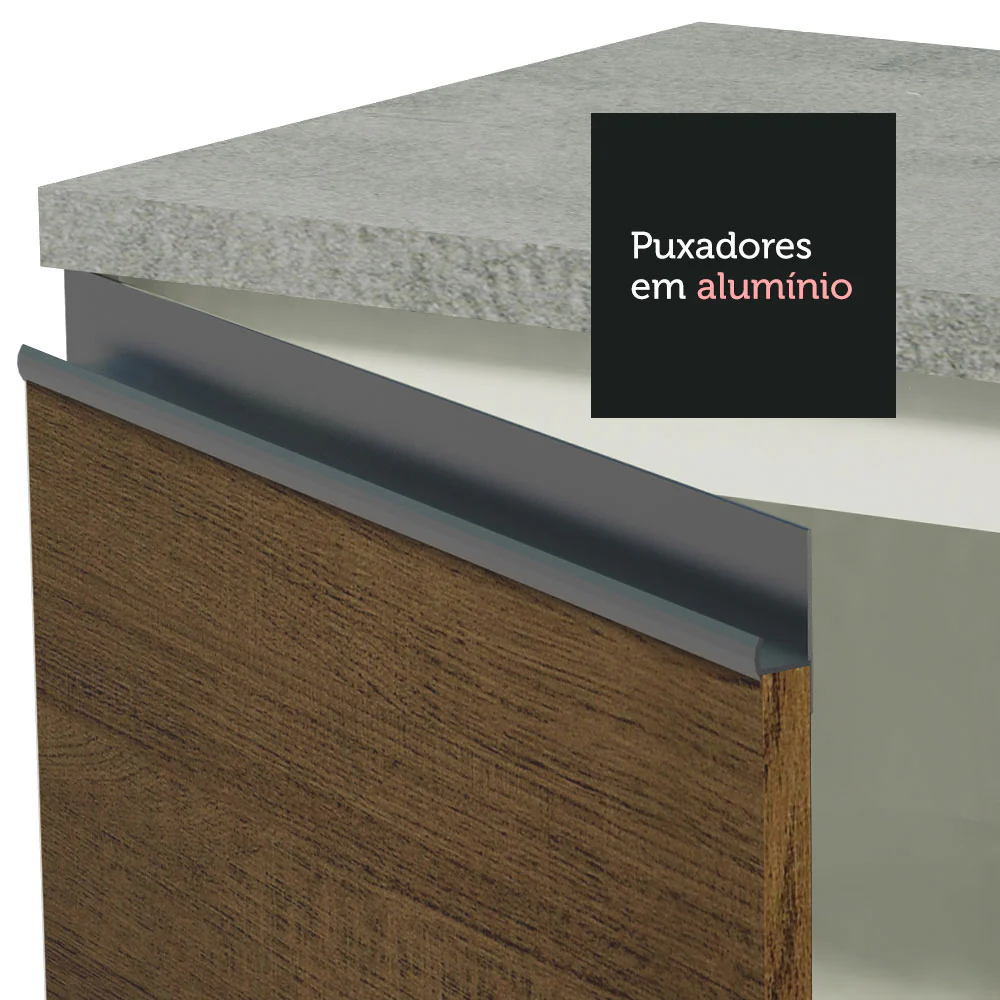 Balcão Madesa Glamy 120 cm 1 Porta e 2 Gavetas (Com Tampo) Branco/Rustic - Image 7