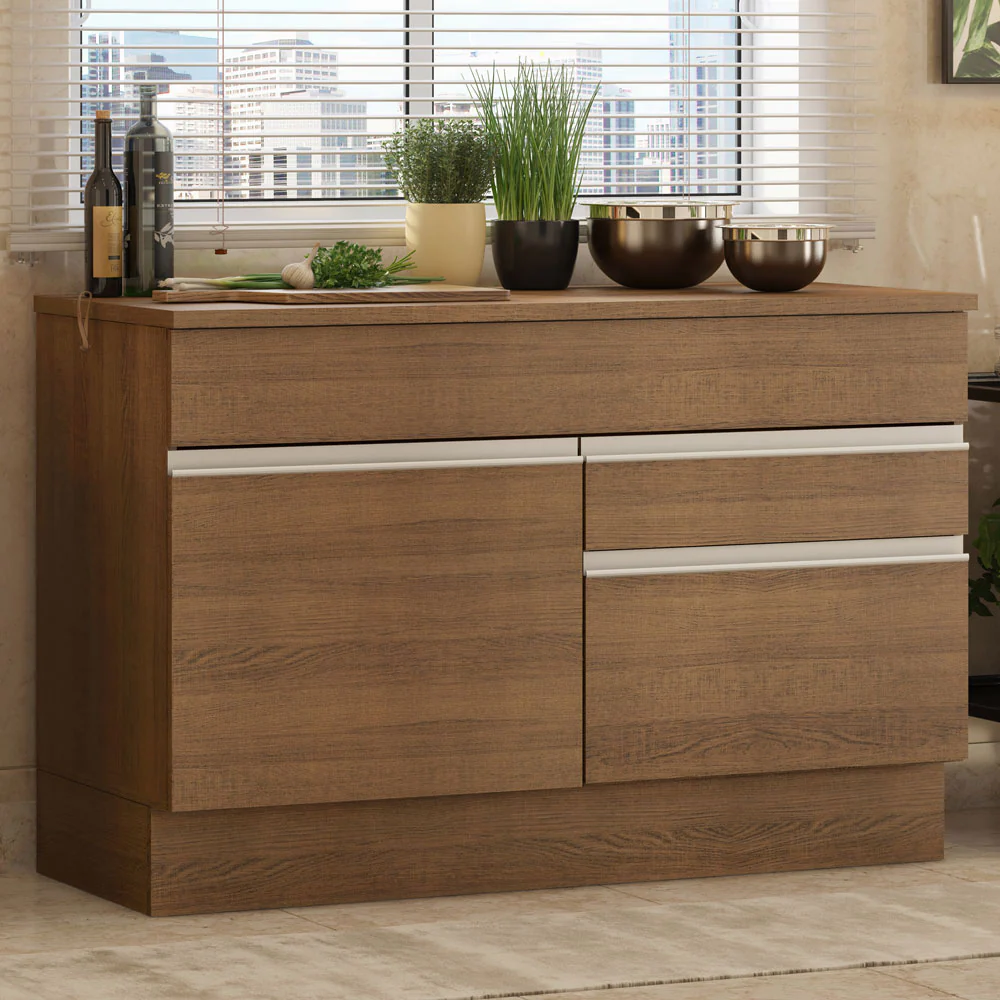 Balcão Madesa Glamy 120 cm 1 Porta e 2 Gavetas (Com Tampo) Rustic - Image 2