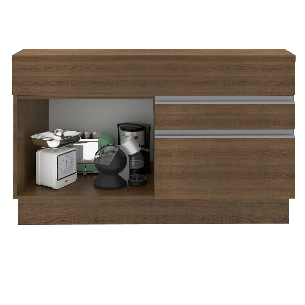 Balcão Madesa Glamy 120 cm 1 Porta e 2 Gavetas (Com Tampo) Rustic - Image 4