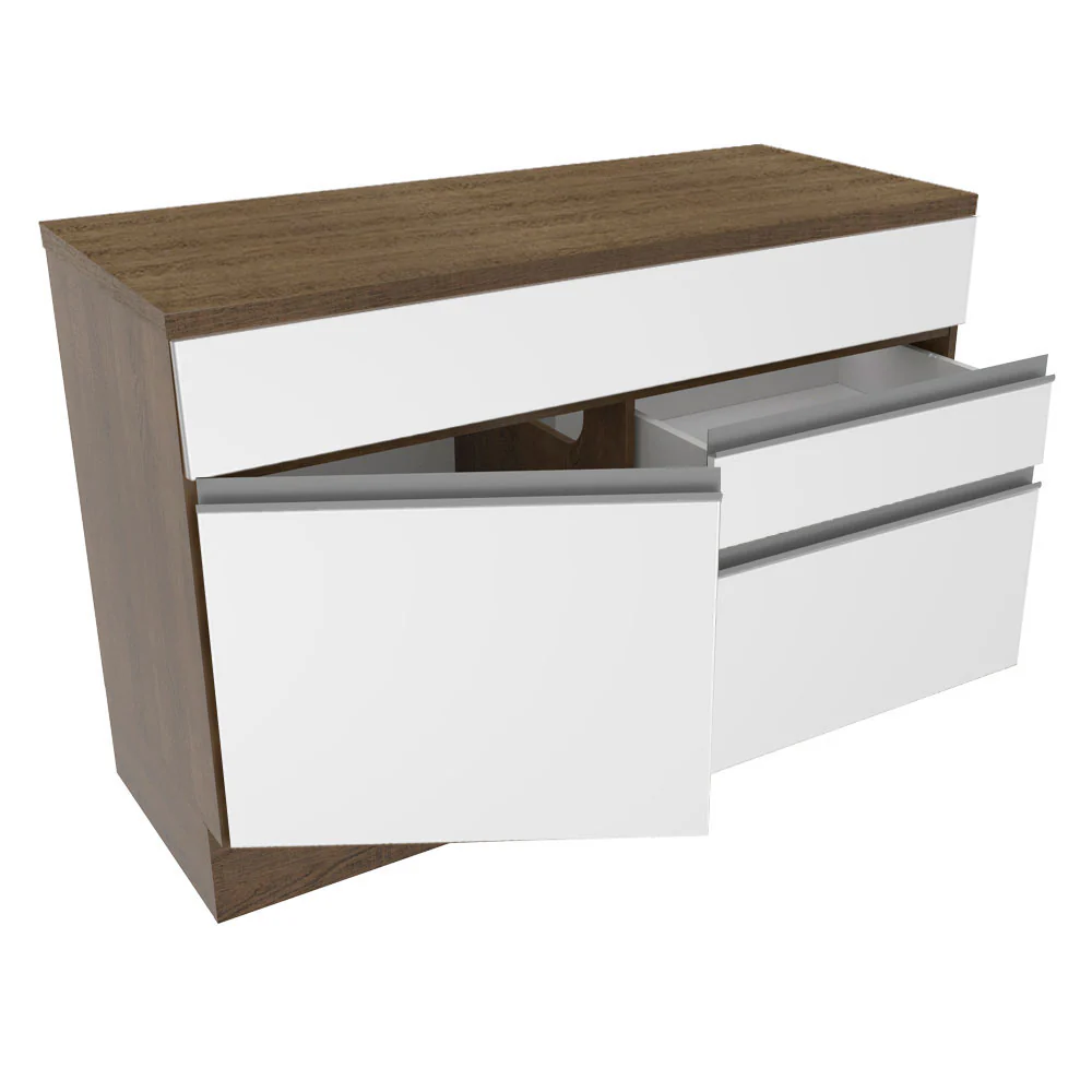 Balcão Madesa Glamy 120 cm 1 Porta e 2 Gavetas (Com Tampo) Rustic/Branco - Image 5