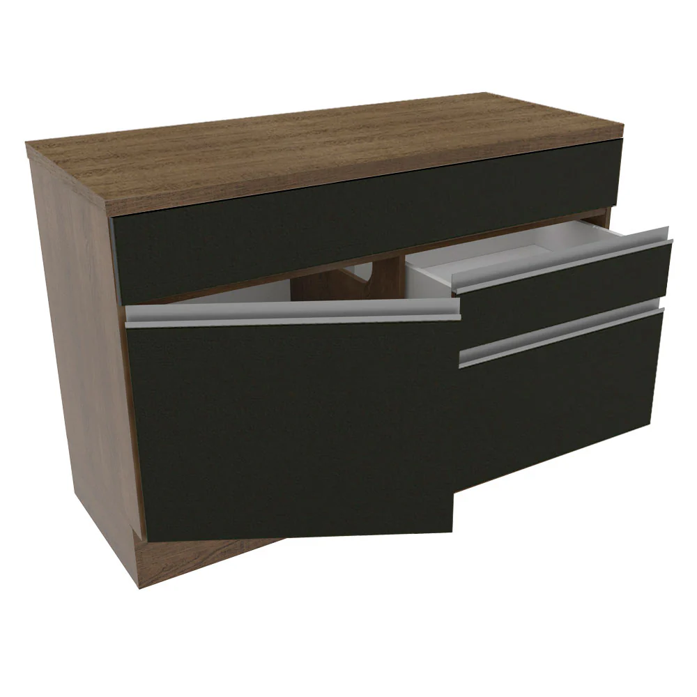 Balcão Madesa Glamy 120 cm 1 Porta e 2 Gavetas (Com Tampo) Rustic/Preto - Image 5