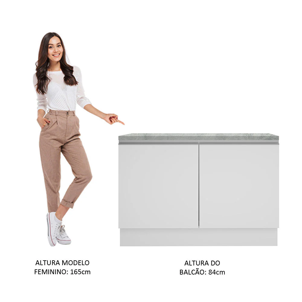 Balcão Madesa Glamy 120 cm 2 Portas (Com Tampo) Branco - Image 6