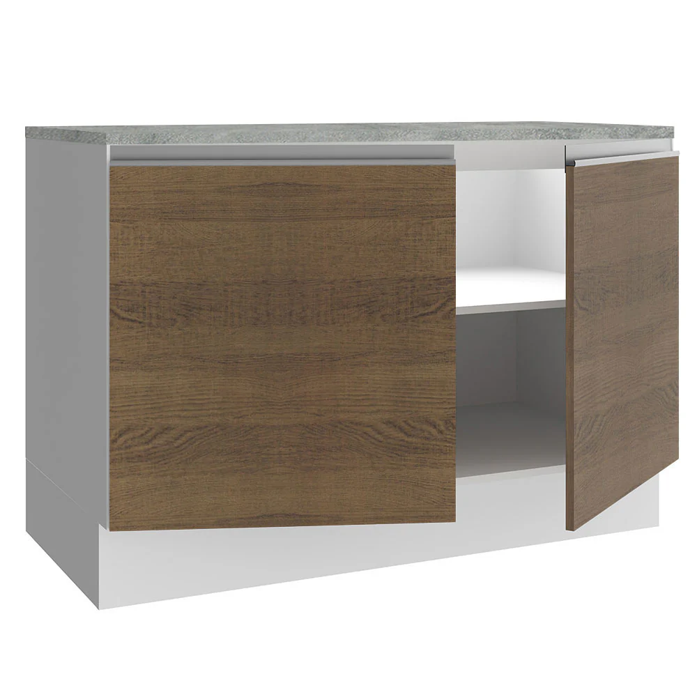 Balcão Madesa Glamy 120 cm 2 Portas (Com Tampo) Branco/Rustic - Image 5