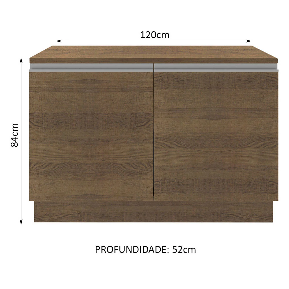 Balcão Madesa Glamy 120 cm 2 Portas (Com Tampo) Rustic - Image 3