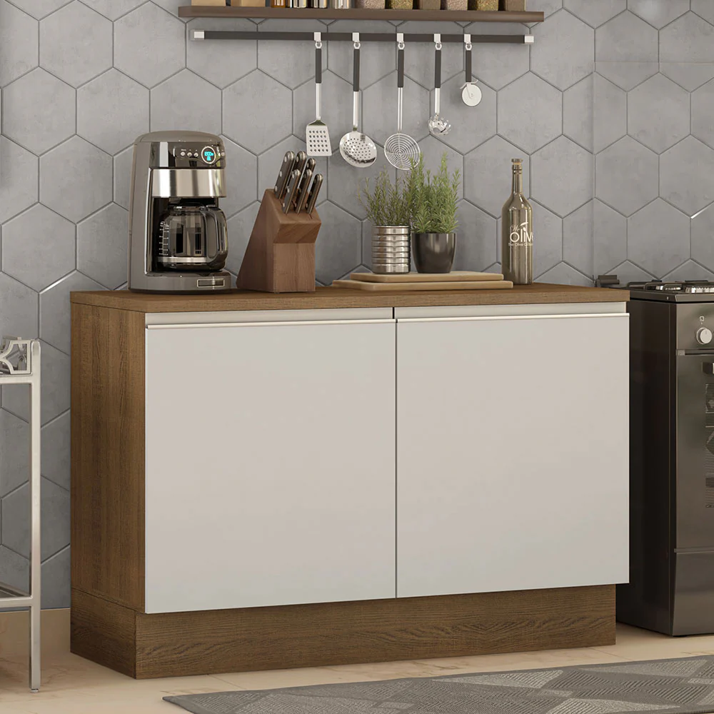 Balcão Madesa Glamy 120 cm 2 Portas (Com Tampo) Rustic/Branco - Image 2