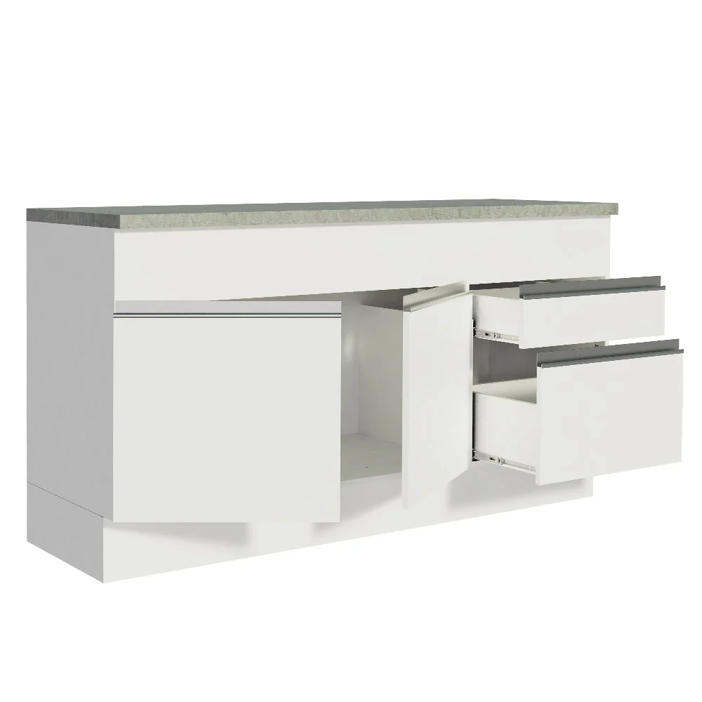 Balcão Madesa Glamy 150 cm 2 Portas e 2 Gavetas (Com Tampo) Branco - Image 4