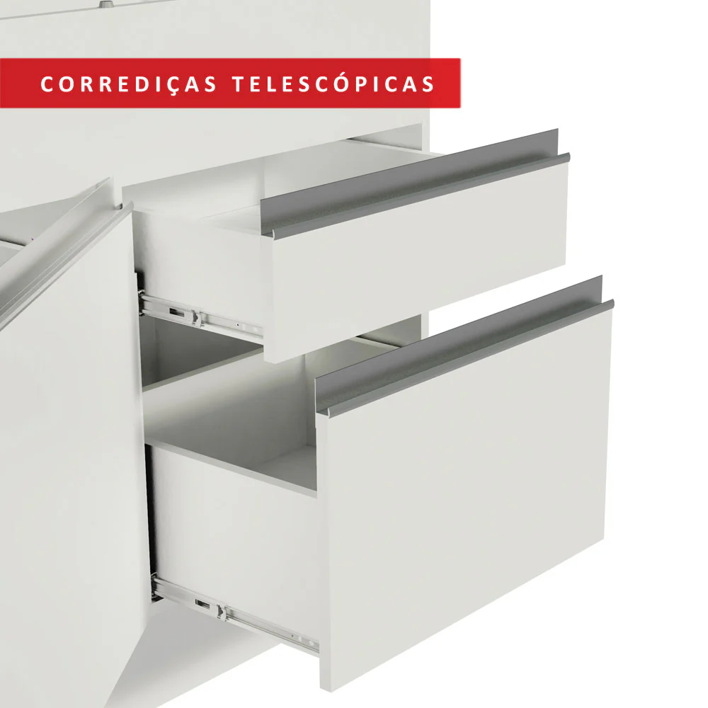 Balcão Madesa Glamy 150 cm 2 Portas e 2 Gavetas (Com Tampo) Branco - Image 6