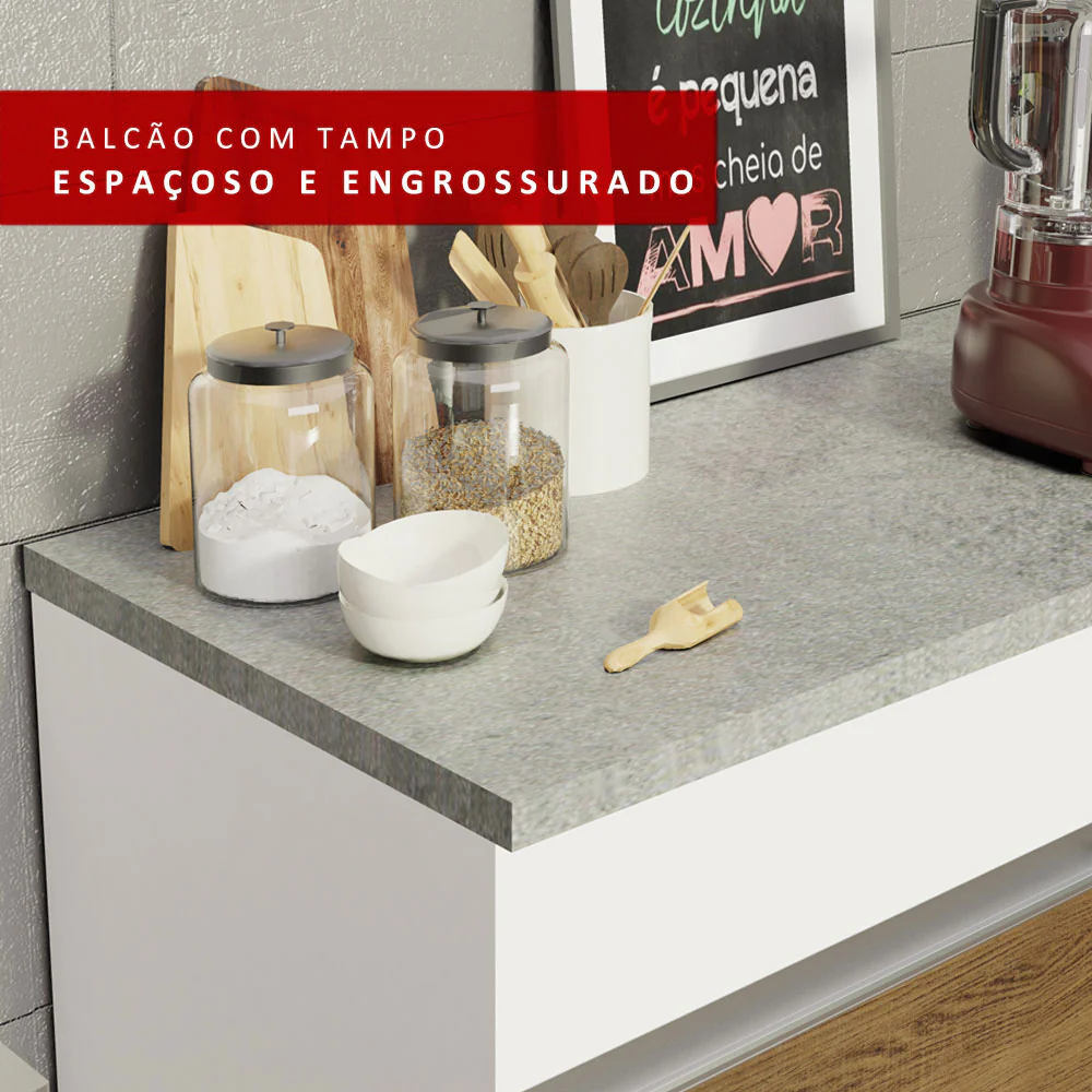 Balcão Madesa Glamy 150 cm 2 Portas e 2 Gavetas (Com Tampo) Branco/Rustic - Image 10