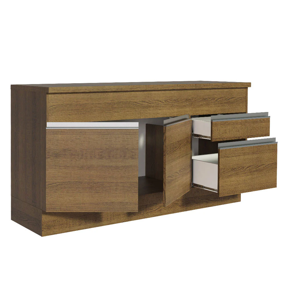 Balcão Madesa Glamy 150 cm 2 Portas e 2 Gavetas (Com Tampo) Rustic - Image 4
