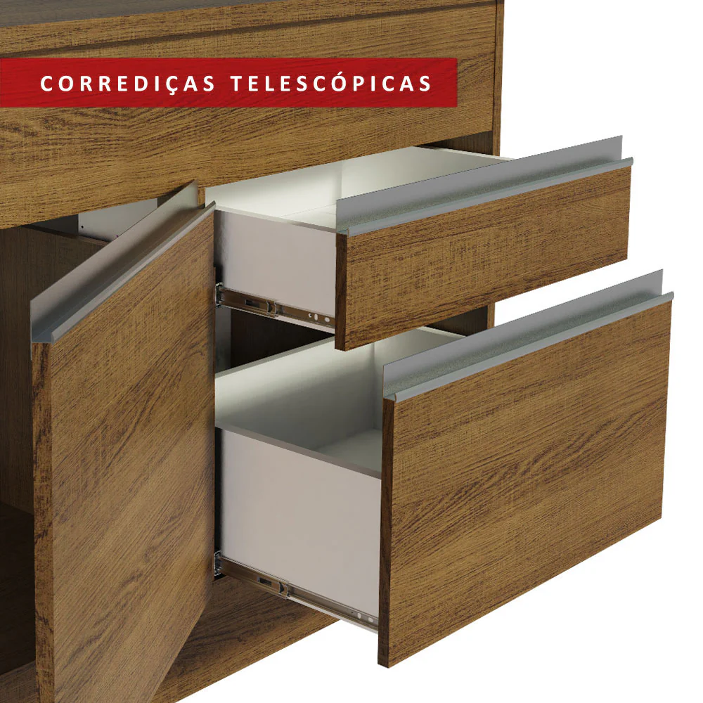 Balcão Madesa Glamy 150 cm 2 Portas e 2 Gavetas (Com Tampo) Rustic - Image 6