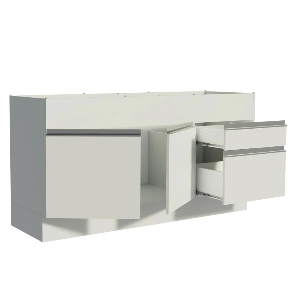 Balcão de Pia Madesa Glamy 150 cm 2 Portas e 2 Gavetas (Sem Tampo e Pia) Branco - Image 4