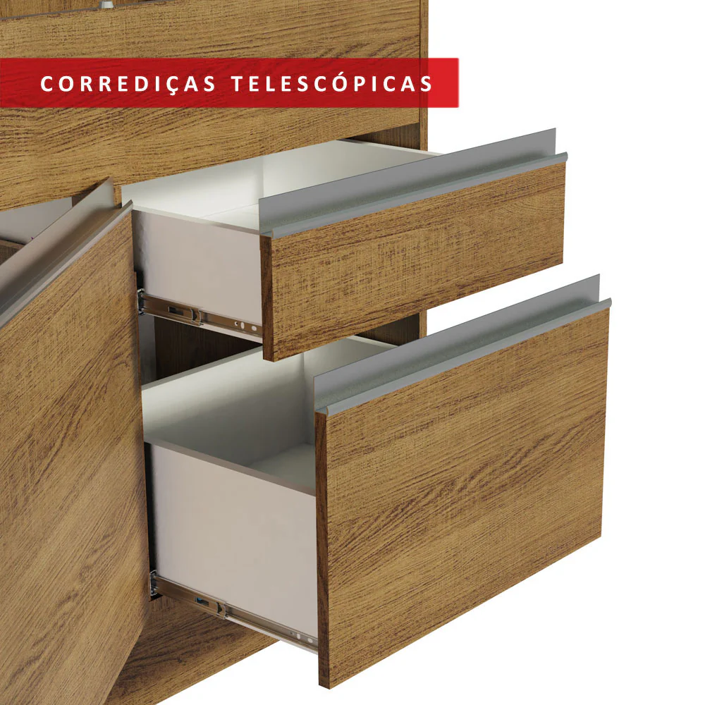 Balcão de Pia Madesa Glamy 150 cm 2 Portas e 2 Gavetas (Sem Tampo e Pia) Rustic - Image 6