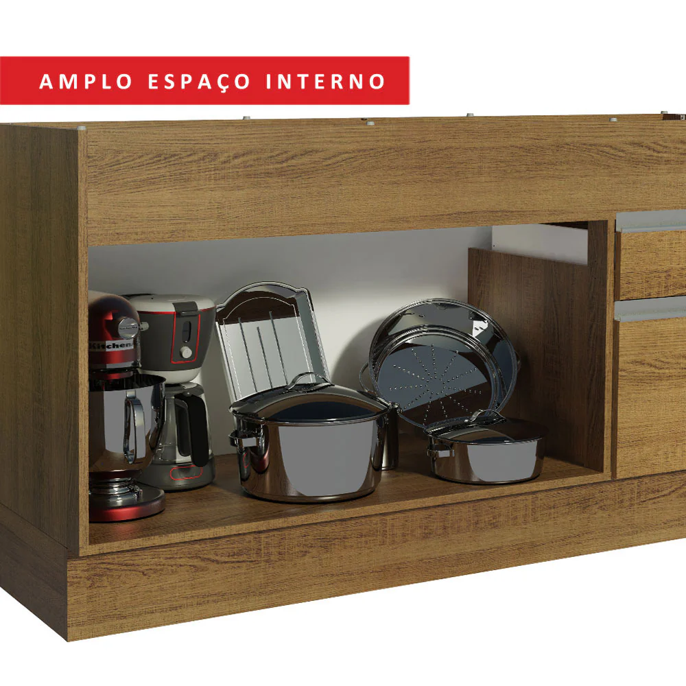 Balcão de Pia Madesa Glamy 150 cm 2 Portas e 2 Gavetas (Sem Tampo e Pia) Rustic - Image 9