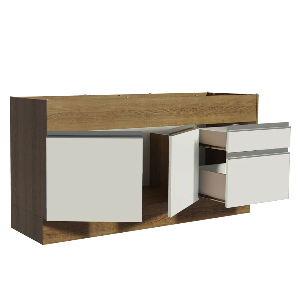 Balcão de Pia Madesa Glamy 150 cm 2 Portas e 2 Gavetas (Sem Tampo e Pia) Rustic/Branco - Image 4