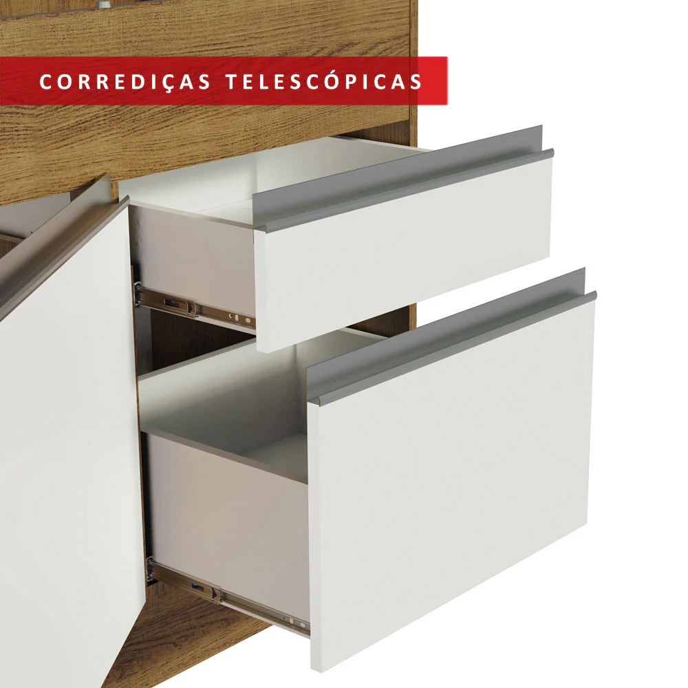 Balcão de Pia Madesa Glamy 150 cm 2 Portas e 2 Gavetas (Sem Tampo e Pia) Rustic/Branco - Image 6
